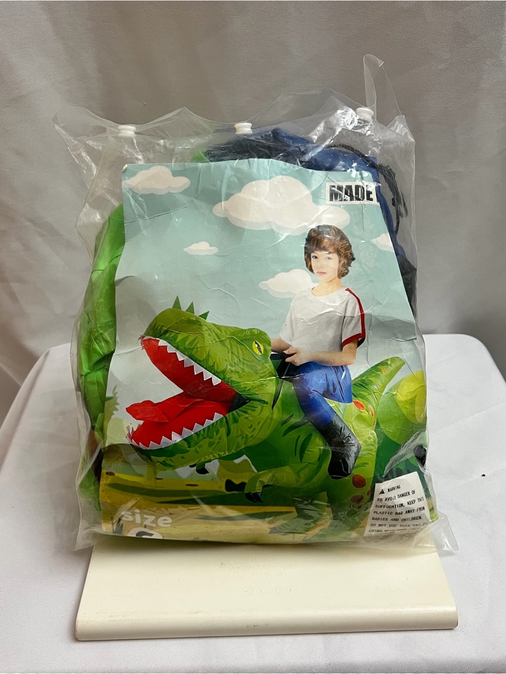 Kids Inflatable T-Rex Dinosaur Ride On Costume Green Size Small